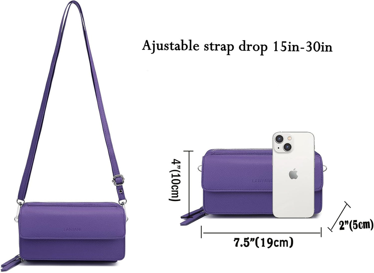 Lanyani RFID Crossbody Wallet Wristlet Purse with Phone Pocket For Women Vegan Leather - Colors B