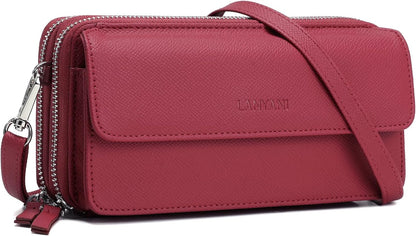 Lanyani RFID Crossbody Wallet Wristlet Purse with Phone Pocket For Women Vegan Leather - Colors B