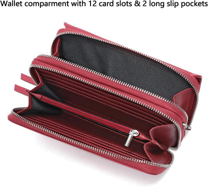 Lanyani RFID Crossbody Wallet Wristlet Purse with Phone Pocket For Women Vegan Leather - Colors B