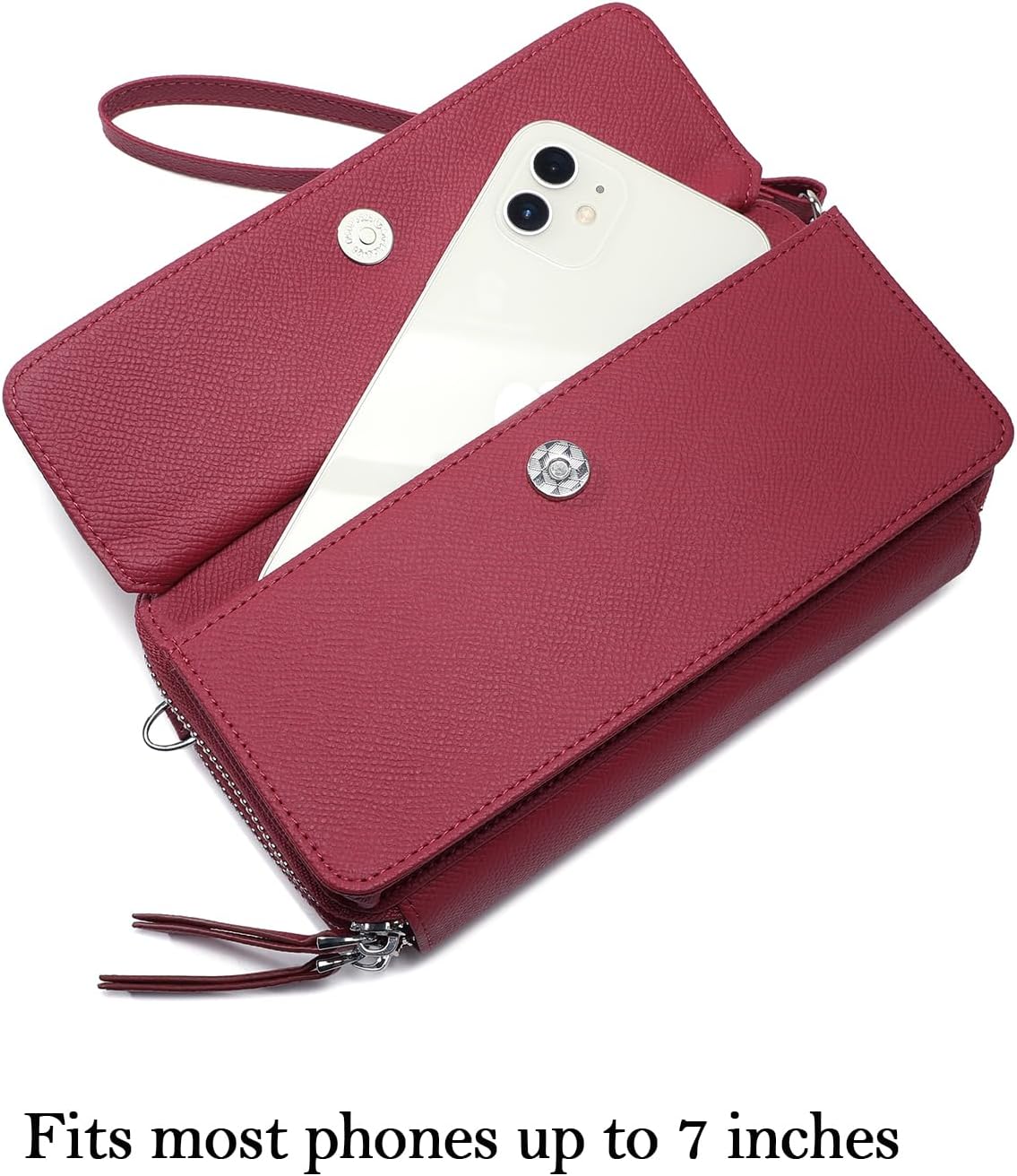 Lanyani RFID Crossbody Wallet Wristlet Purse with Phone Pocket For Women Vegan Leather - Colors B