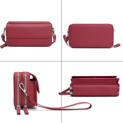Lanyani RFID Crossbody Wallet Wristlet Purse with Phone Pocket For Women Vegan Leather - Colors B
