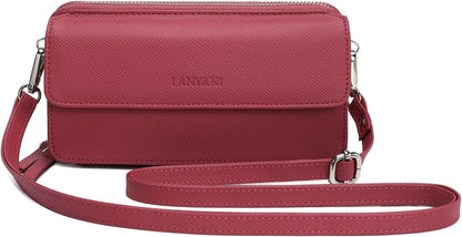 Lanyani RFID Crossbody Wallet Wristlet Purse with Phone Pocket For Women Vegan Leather - Colors B