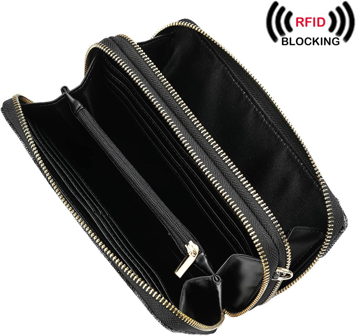 Lanyani RFID Crossbody Wallet Wristlet Purse with Phone Pocket For Women Vegan Leather - Colors B
