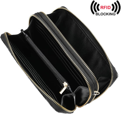Lanyani RFID Crossbody Wallet Wristlet Purse with Phone Pocket For Women Vegan Leather - Colors B