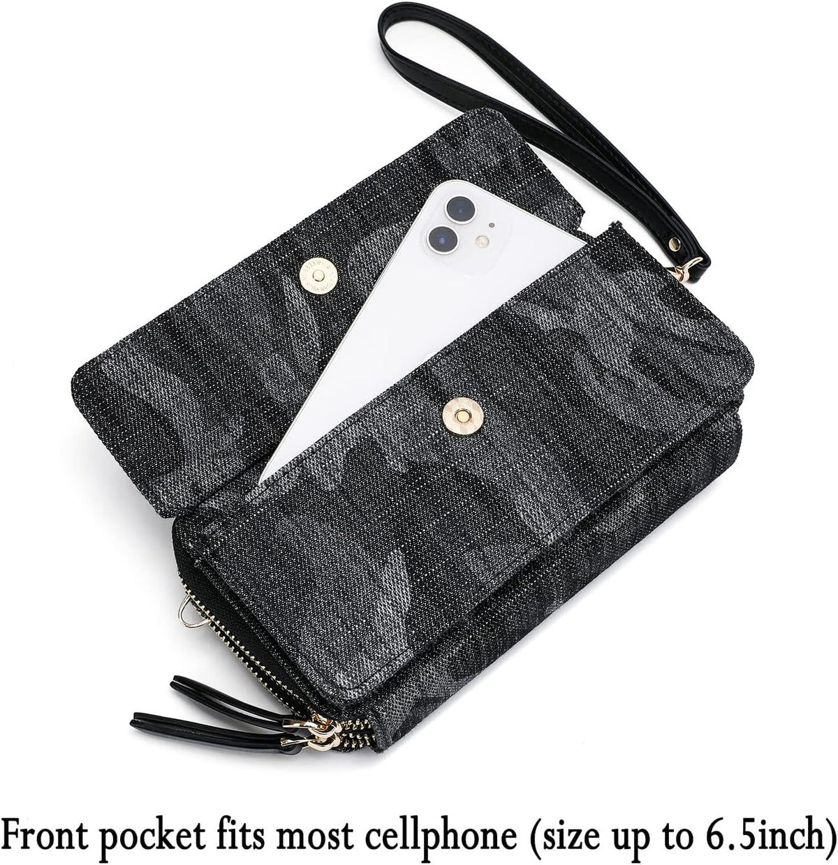 Lanyani RFID Crossbody Wallet Wristlet Purse with Phone Pocket For Women Vegan Leather - Colors B