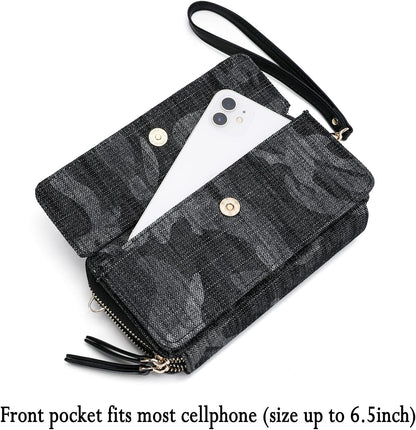 Lanyani RFID Crossbody Wallet Wristlet Purse with Phone Pocket For Women Vegan Leather - Colors B