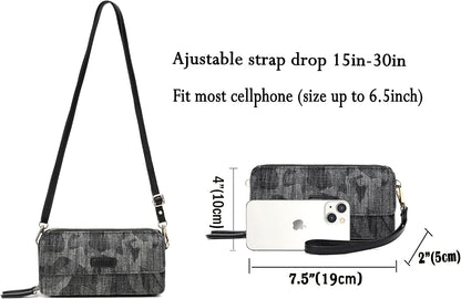 Lanyani RFID Crossbody Wallet Wristlet Purse with Phone Pocket For Women Vegan Leather - Colors B