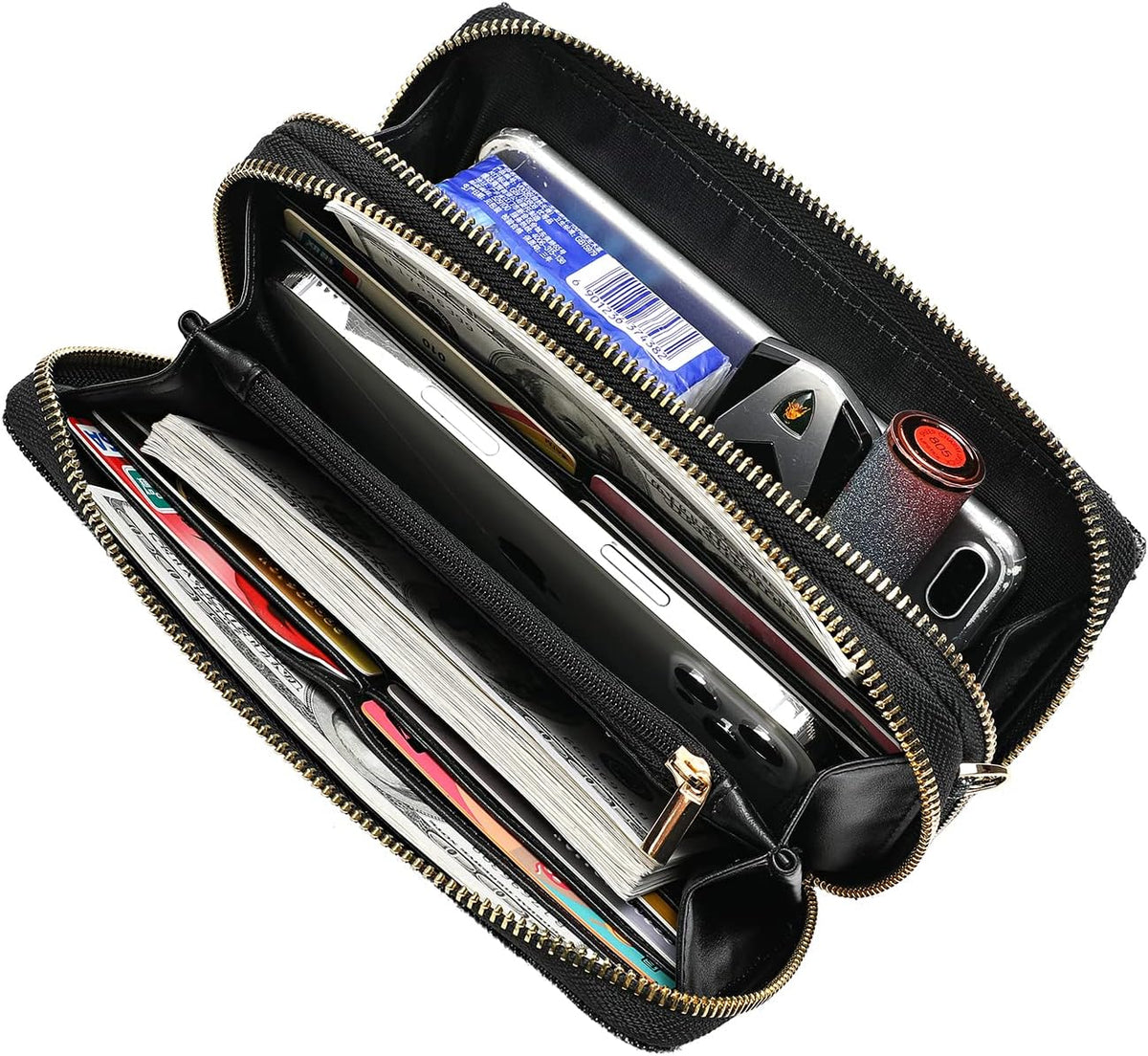Lanyani RFID Crossbody Wallet Wristlet Purse with Phone Pocket For Women Vegan Leather - Colors B