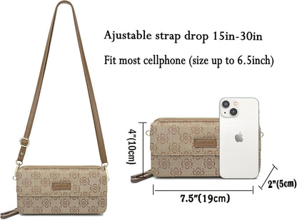 Lanyani RFID Crossbody Wallet Wristlet Purse with Phone Pocket For Women Vegan Leather - Colors B