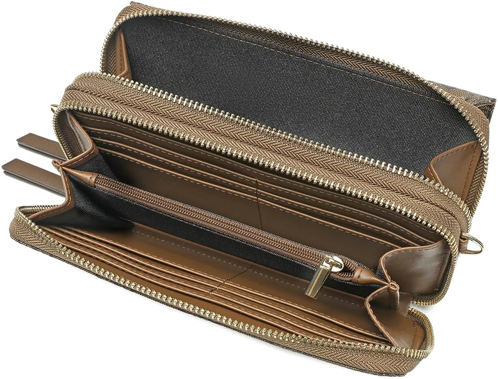 Lanyani RFID Crossbody Wallet Wristlet Purse with Phone Pocket For Women Vegan Leather - Colors B
