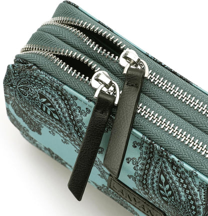Lanyani RFID Crossbody Wallet Wristlet Purse with Phone Pocket For Women Vegan Leather - Colors B