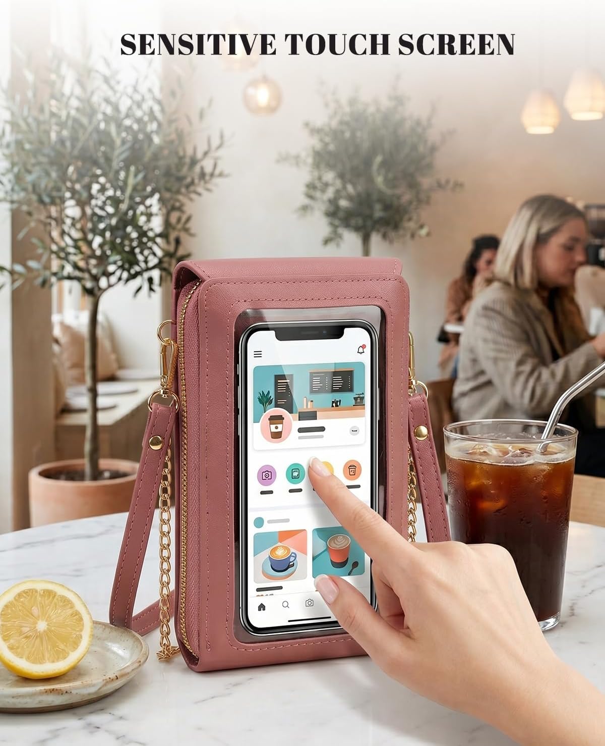 2026 Small Touchscreen Phone Crossbody Bag for Women,Anti-Theft Leather Messenger Bag Rfid Block Mobile Phone Purse