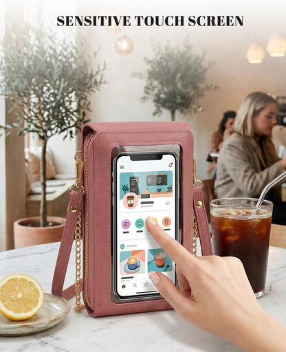 2026 Small Touchscreen Phone Crossbody Bag for Women,Anti-Theft Leather Messenger Bag Rfid Block Mobile Phone Purse