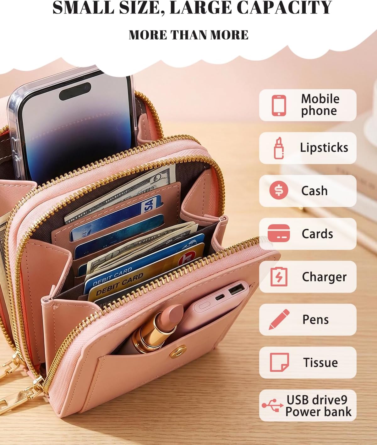 2026 Small Touchscreen Phone Crossbody Bag for Women,Anti-Theft Leather Messenger Bag Rfid Block Mobile Phone Purse