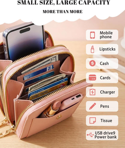 2026 Small Touchscreen Phone Crossbody Bag for Women,Anti-Theft Leather Messenger Bag Rfid Block Mobile Phone Purse