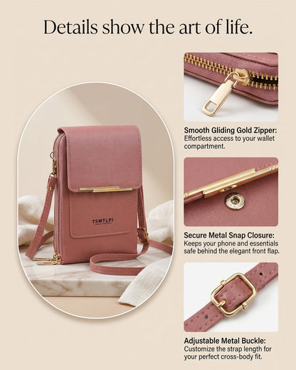 2026 Small Touchscreen Phone Crossbody Bag for Women,Anti-Theft Leather Messenger Bag Rfid Block Mobile Phone Purse