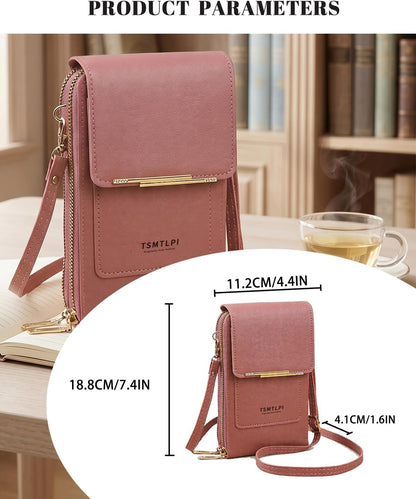 2026 Small Touchscreen Phone Crossbody Bag for Women,Anti-Theft Leather Messenger Bag Rfid Block Mobile Phone Purse