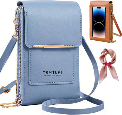 2026 Small Touchscreen Phone Crossbody Bag for Women,Anti-Theft Leather Messenger Bag Rfid Block Mobile Phone Purse