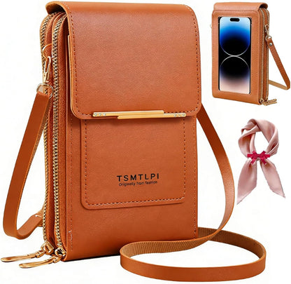 2026 Small Touchscreen Phone Crossbody Bag for Women,Anti-Theft Leather Messenger Bag Rfid Block Mobile Phone Purse