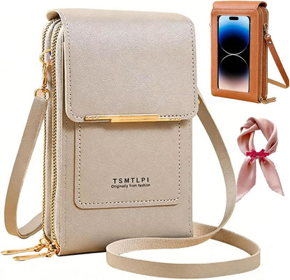 2026 Small Touchscreen Phone Crossbody Bag for Women,Anti-Theft Leather Messenger Bag Rfid Block Mobile Phone Purse