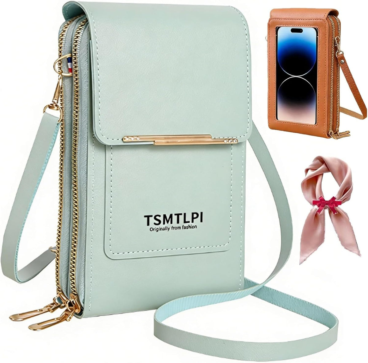 2026 Small Touchscreen Phone Crossbody Bag for Women,Anti-Theft Leather Messenger Bag Rfid Block Mobile Phone Purse