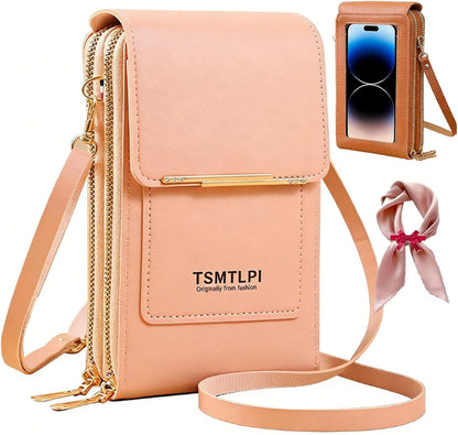 2026 Small Touchscreen Phone Crossbody Bag for Women,Anti-Theft Leather Messenger Bag Rfid Block Mobile Phone Purse