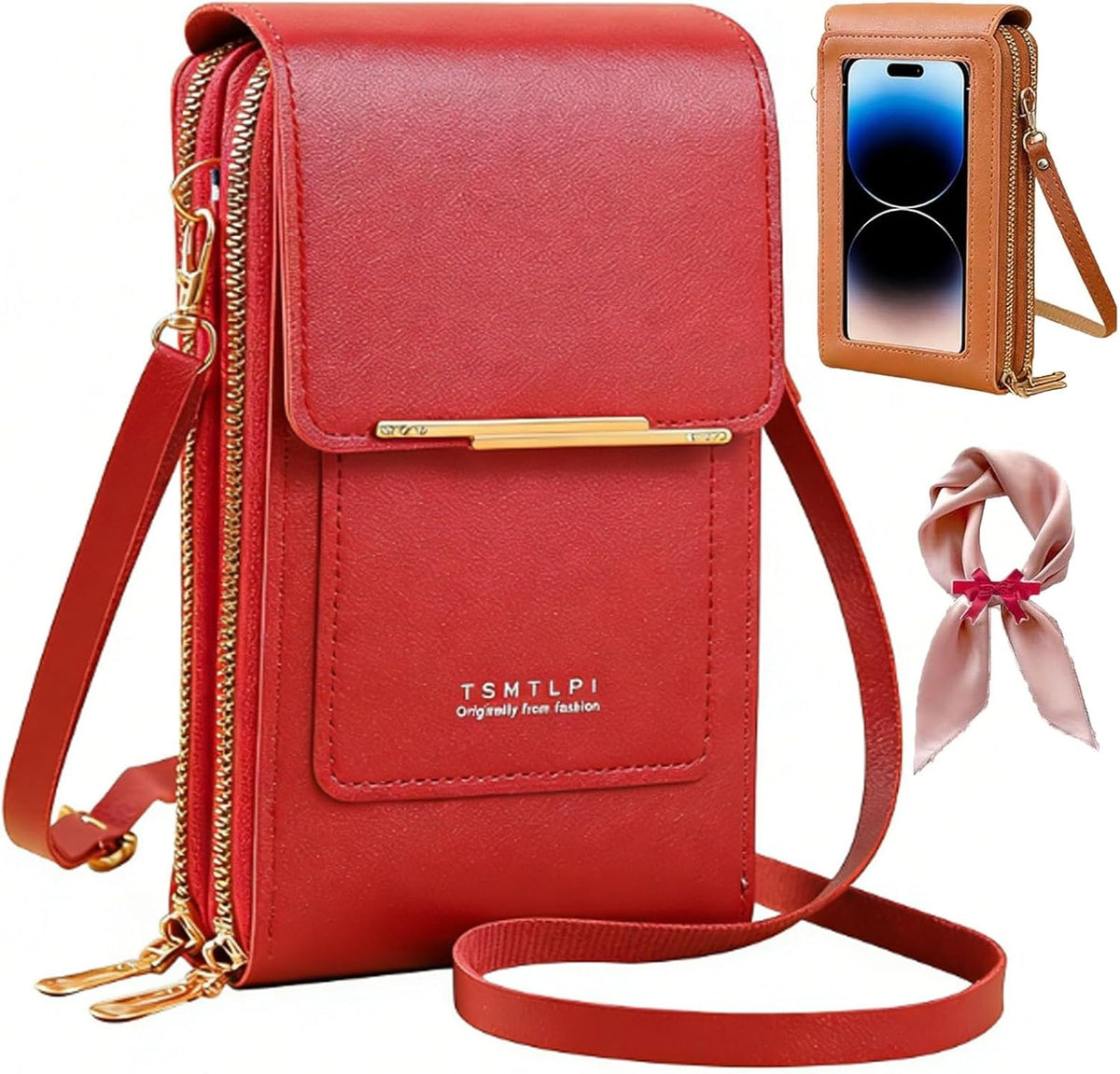 2026 Small Touchscreen Phone Crossbody Bag for Women,Anti-Theft Leather Messenger Bag Rfid Block Mobile Phone Purse