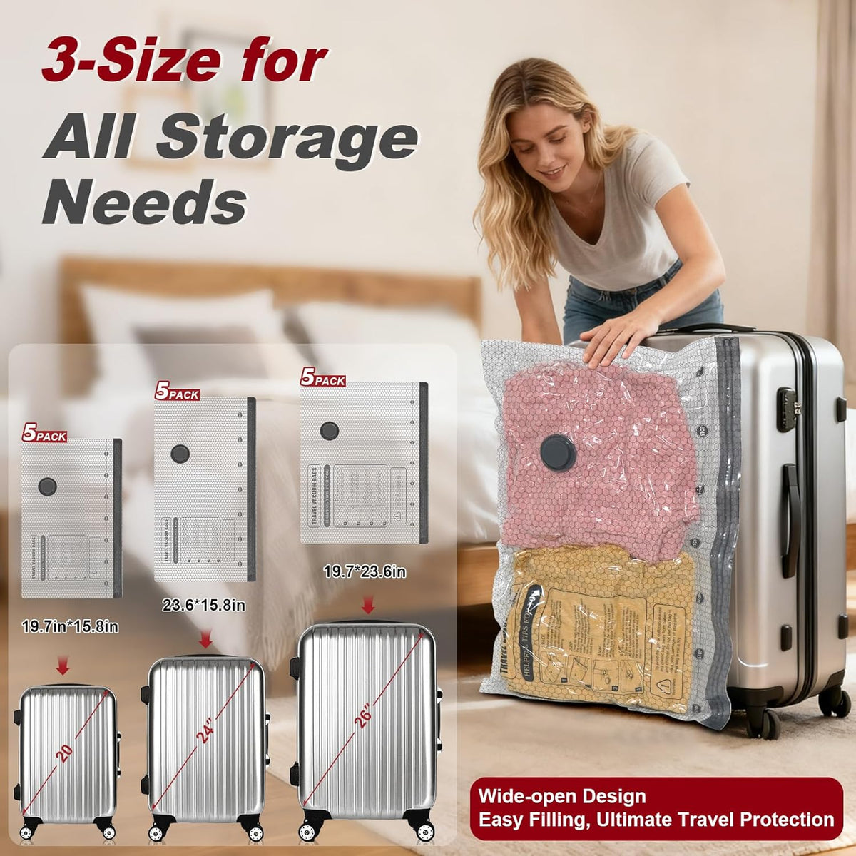 Rechargeable Wireless Pump Travel Vacuum Storage Bags Set, 9 Pack (9M) Portable Space Saver Bags for Travel & Home, Vacuum Compression Packing Seal for Clothes, Blankets, Home Seasonal Storage Bags