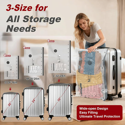 Rechargeable Wireless Pump Travel Vacuum Storage Bags Set, 9 Pack (9M) Portable Space Saver Bags for Travel & Home, Vacuum Compression Packing Seal for Clothes, Blankets, Home Seasonal Storage Bags