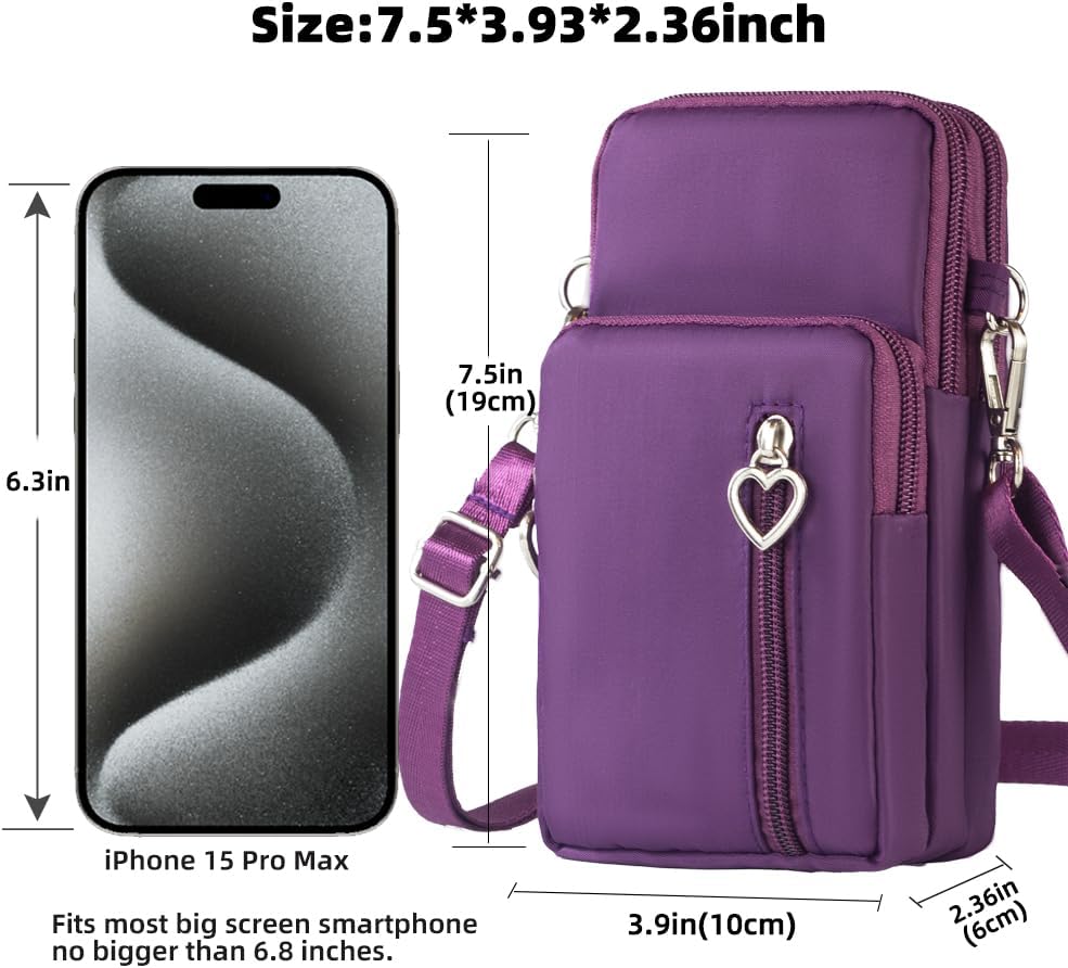 Small Crossbody Bag for Women - Mini Phone Purses with Crossbody Strap and Wallet - Nylon Arm Bag - Colors B