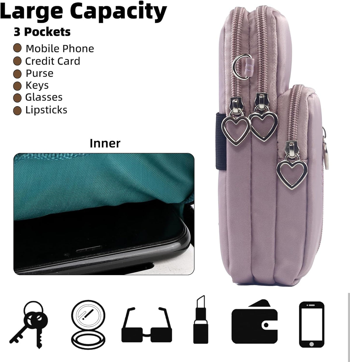 Small Crossbody Bag for Women - Mini Phone Purses with Crossbody Strap and Wallet - Nylon Arm Bag - Colors B