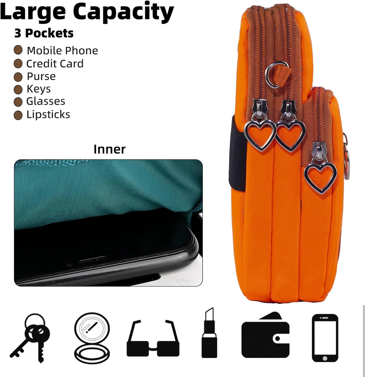 Small Crossbody Bag for Women - Mini Phone Purses with Crossbody Strap and Wallet - Nylon Arm Bag - Colors B