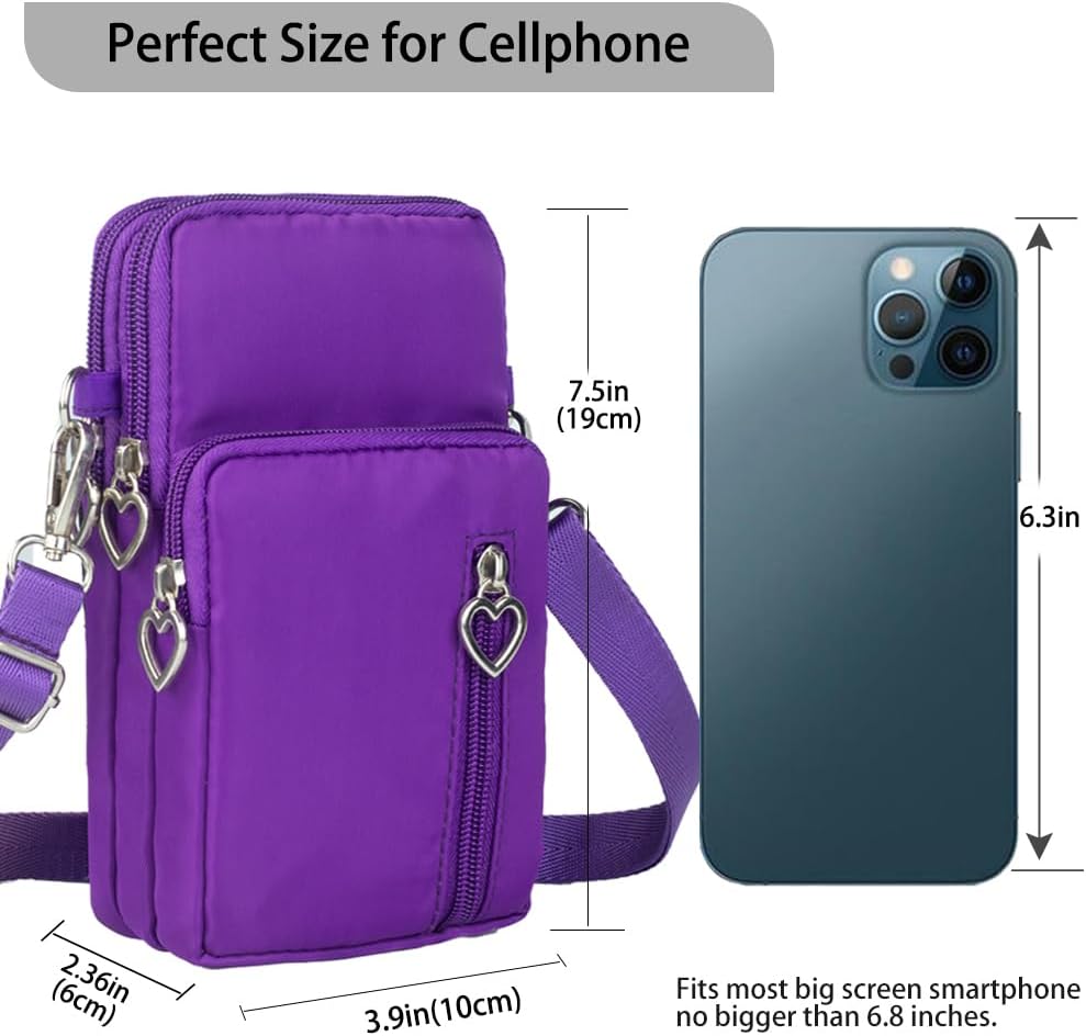 Small Crossbody Bag for Women - Mini Phone Purses with Crossbody Strap and Wallet - Nylon Arm Bag - Colors B