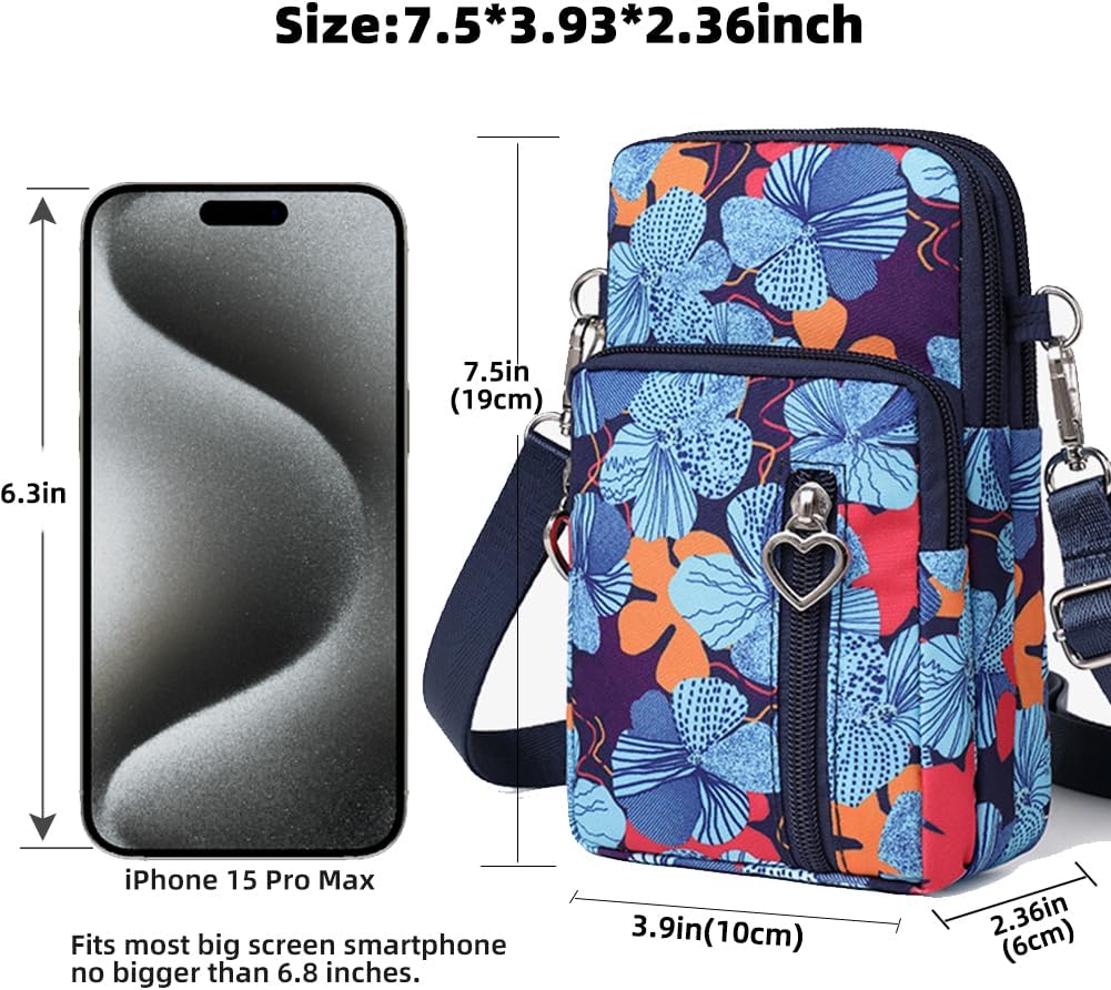 Small Crossbody Bag for Women - Mini Phone Purses with Crossbody Strap and Wallet - Nylon Arm Bag - Colors B