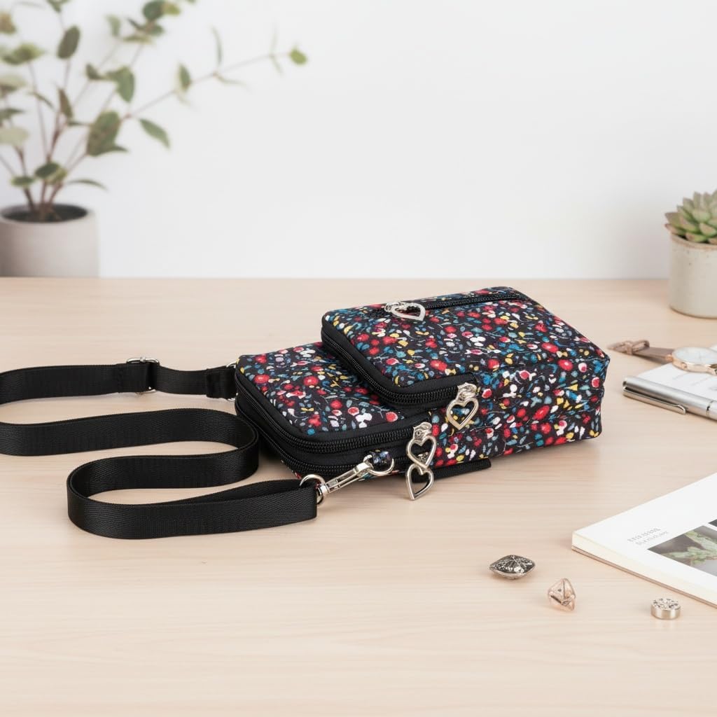 Small Crossbody Bag for Women - Mini Phone Purses with Crossbody Strap and Wallet - Nylon Arm Bag - Colors B
