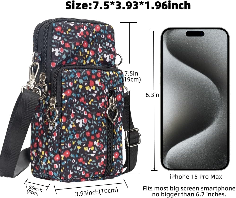 Small Crossbody Bag for Women - Mini Phone Purses with Crossbody Strap and Wallet - Nylon Arm Bag - Colors B