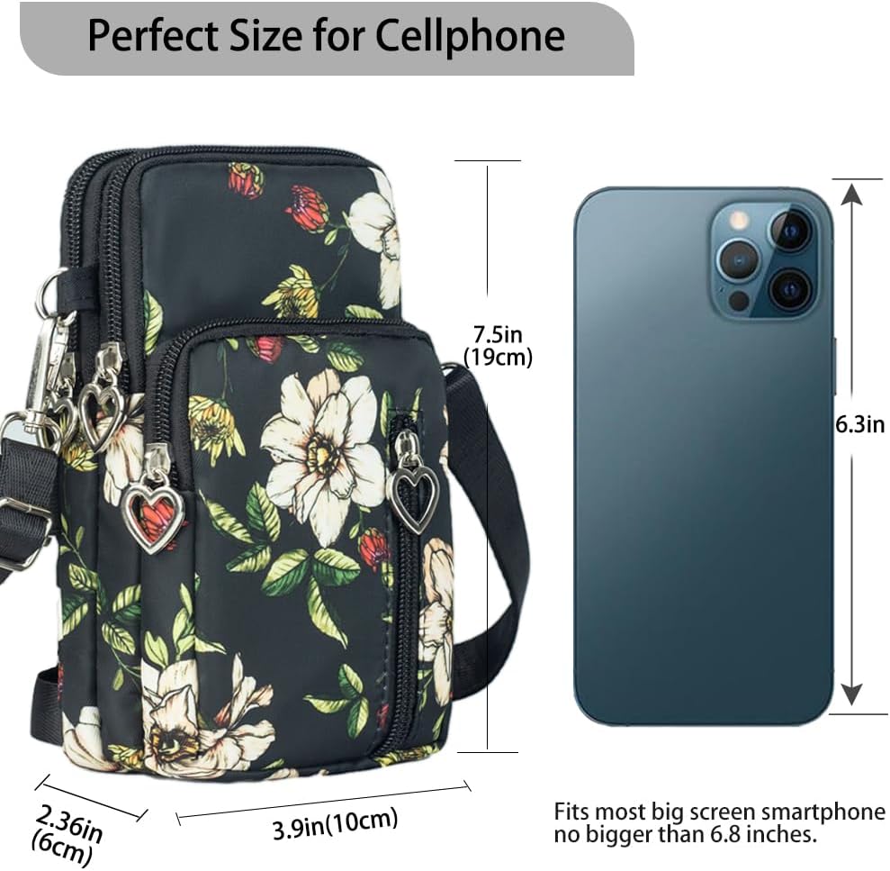 Small Crossbody Bag for Women - Mini Phone Purses with Crossbody Strap and Wallet - Nylon Arm Bag - Colors B