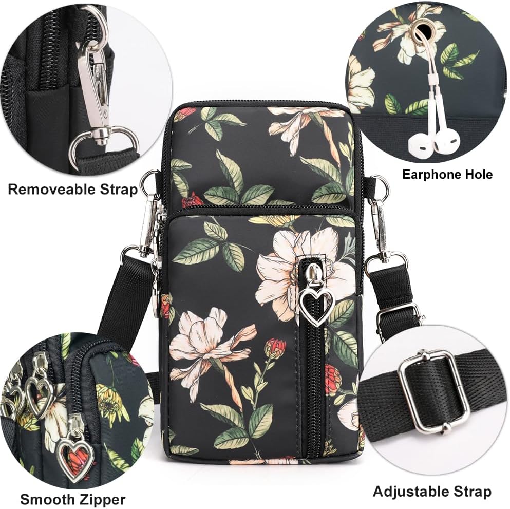 Small Crossbody Bag for Women - Mini Phone Purses with Crossbody Strap and Wallet - Nylon Arm Bag - Colors B