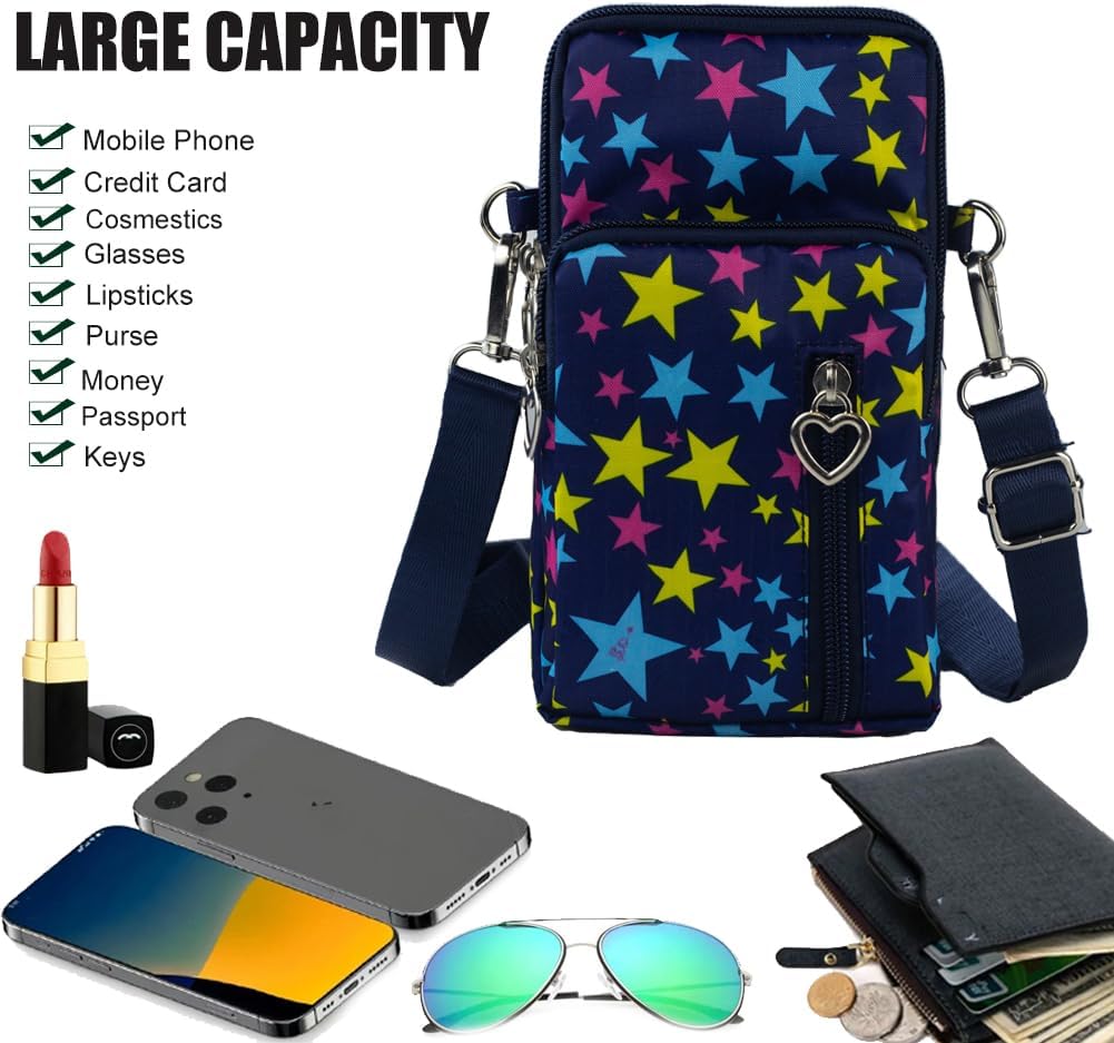 Small Crossbody Bag for Women - Mini Phone Purses with Crossbody Strap and Wallet - Nylon Arm Bag - Colors B