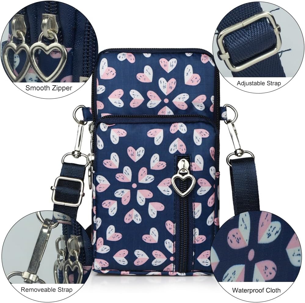 Small Crossbody Bag for Women - Mini Phone Purses with Crossbody Strap and Wallet - Nylon Arm Bag - Colors B