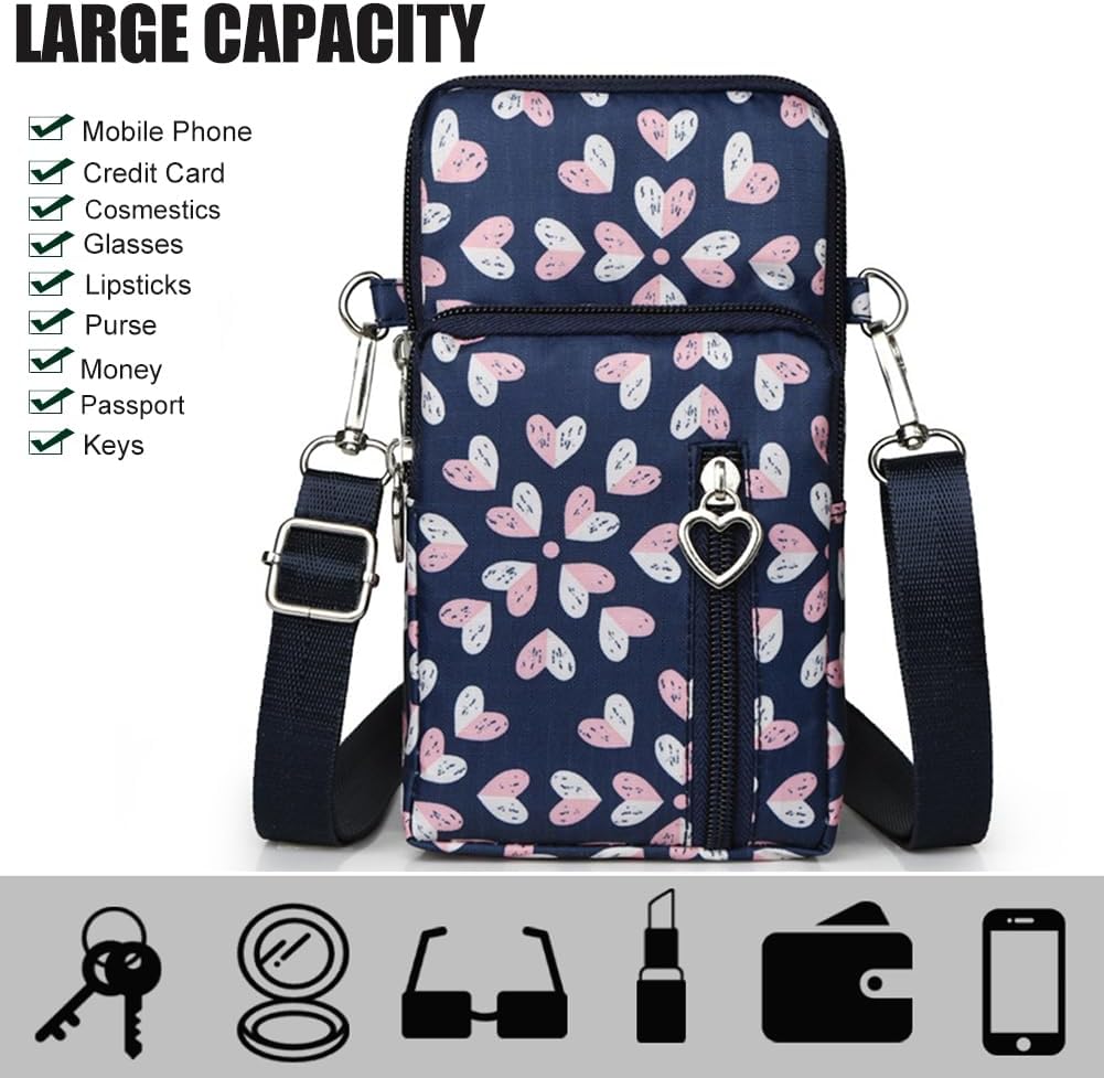 Small Crossbody Bag for Women - Mini Phone Purses with Crossbody Strap and Wallet - Nylon Arm Bag - Colors B