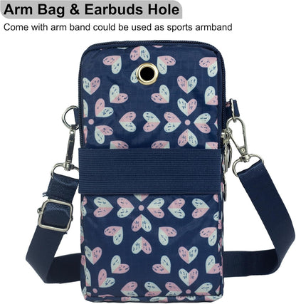 Small Crossbody Bag for Women - Mini Phone Purses with Crossbody Strap and Wallet - Nylon Arm Bag - Colors B