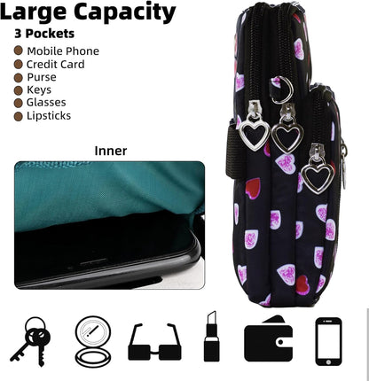 Small Crossbody Bag for Women - Mini Phone Purses with Crossbody Strap and Wallet - Nylon Arm Bag - Colors B