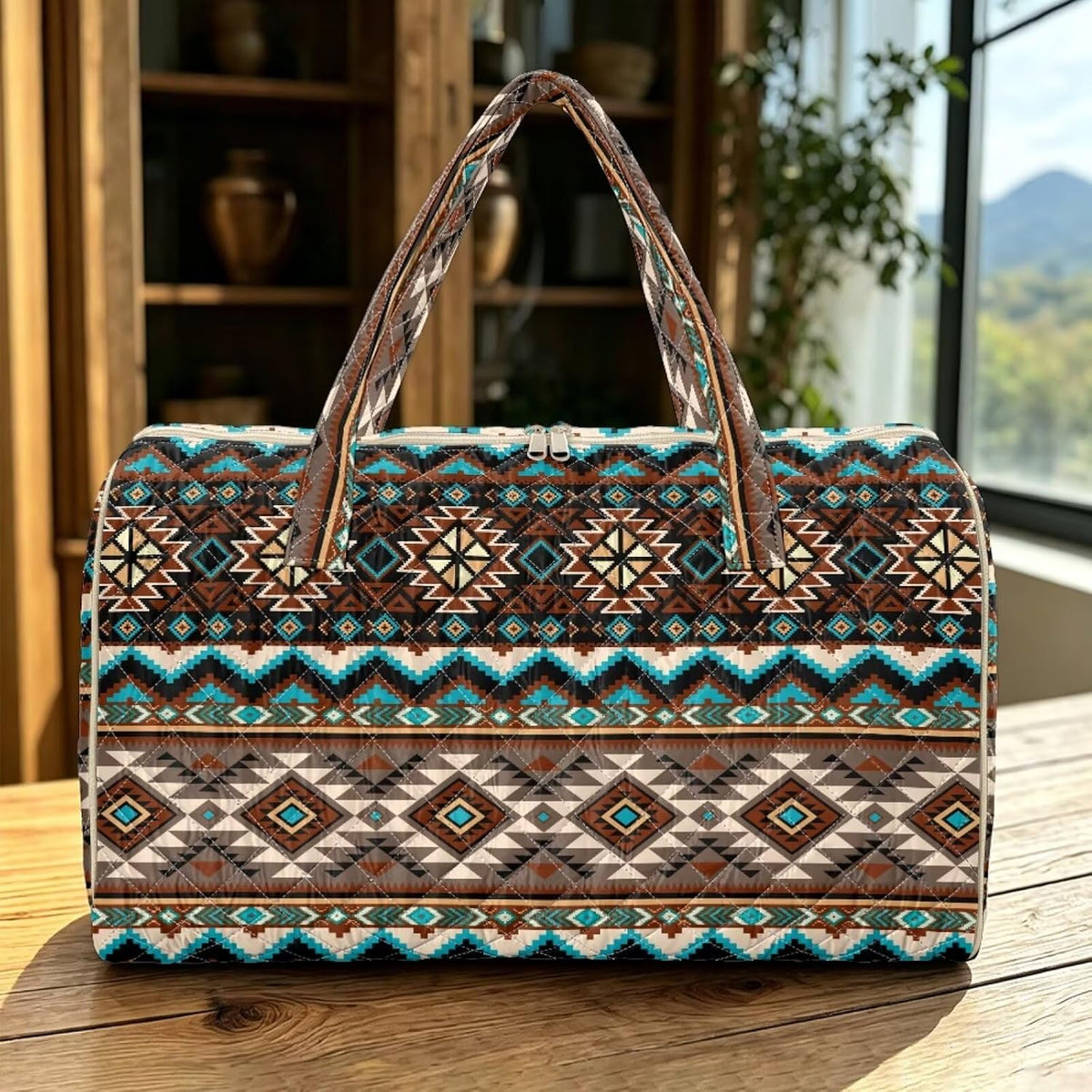 Blue Flower Travel Bags for Women, Quilted Duffel Bag Carry On Garment Duffel Bag Large Size Duffle Tote Bags Toiletry Pouch with Zipper Pockets