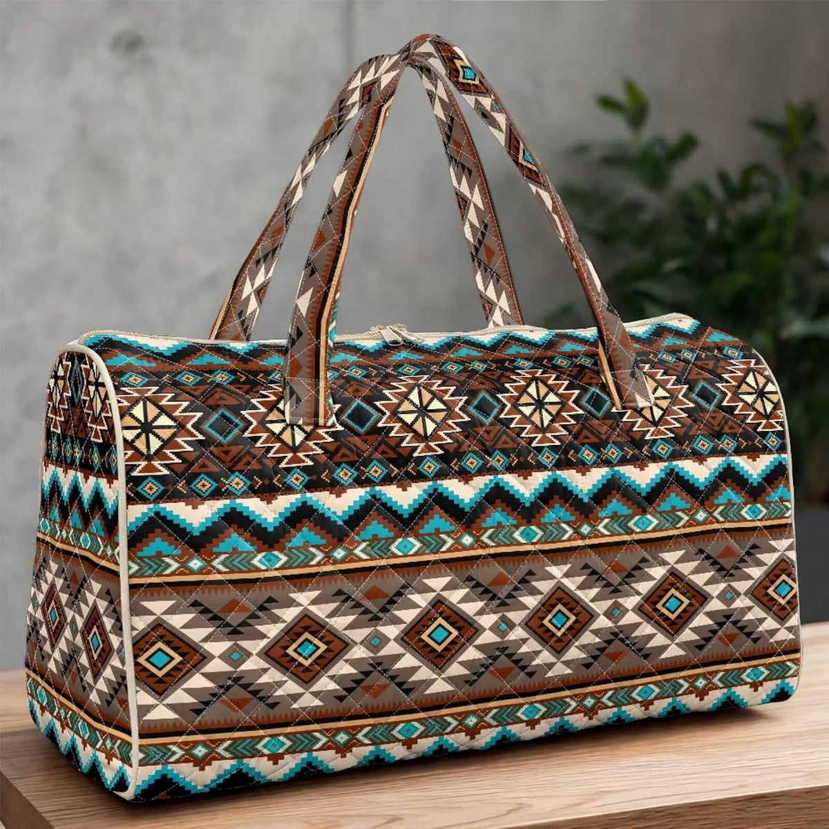 Blue Flower Travel Bags for Women, Quilted Duffel Bag Carry On Garment Duffel Bag Large Size Duffle Tote Bags Toiletry Pouch with Zipper Pockets
