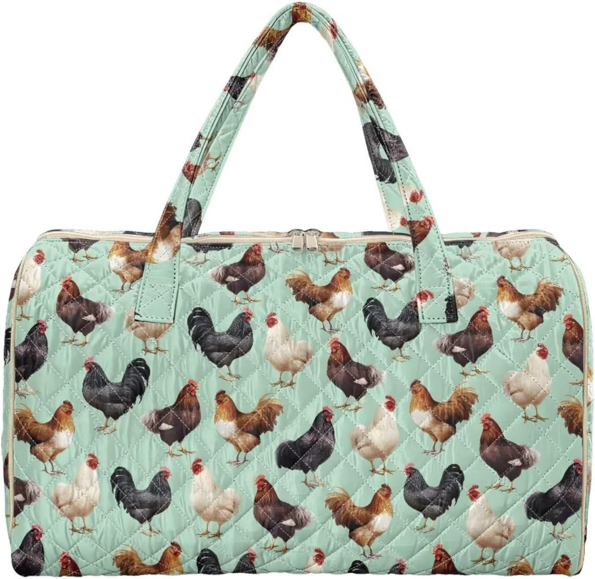 Blue Flower Travel Bags for Women, Quilted Duffel Bag Carry On Garment Duffel Bag Large Size Duffle Tote Bags Toiletry Pouch with Zipper Pockets