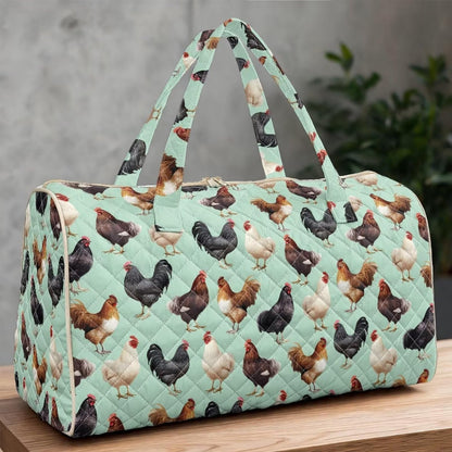 Blue Flower Travel Bags for Women, Quilted Duffel Bag Carry On Garment Duffel Bag Large Size Duffle Tote Bags Toiletry Pouch with Zipper Pockets