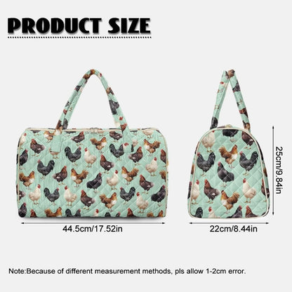 Blue Flower Travel Bags for Women, Quilted Duffel Bag Carry On Garment Duffel Bag Large Size Duffle Tote Bags Toiletry Pouch with Zipper Pockets