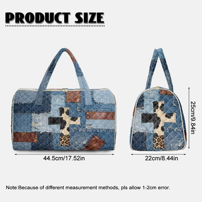 Blue Flower Travel Bags for Women, Quilted Duffel Bag Carry On Garment Duffel Bag Large Size Duffle Tote Bags Toiletry Pouch with Zipper Pockets