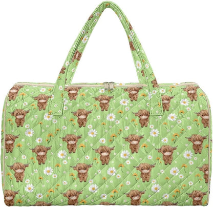 Blue Flower Travel Bags for Women, Quilted Duffel Bag Carry On Garment Duffel Bag Large Size Duffle Tote Bags Toiletry Pouch with Zipper Pockets